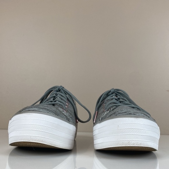 Keds Triple Kick Heathered Stripe Knit Light Grey Platform Sneakers Size 10 - Picture 4 of 16